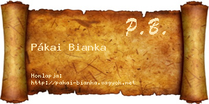 Pákai Bianka névjegykártya